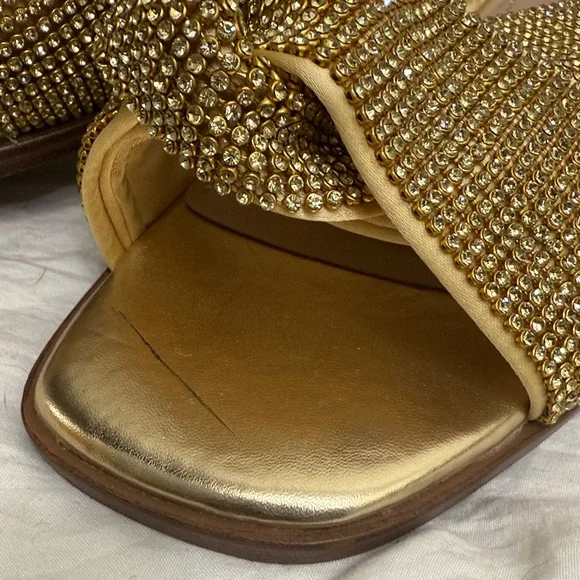Sam Edelman knotted Gold Crystal Slide Sandals 9.5 issie - Picture 2 of 10